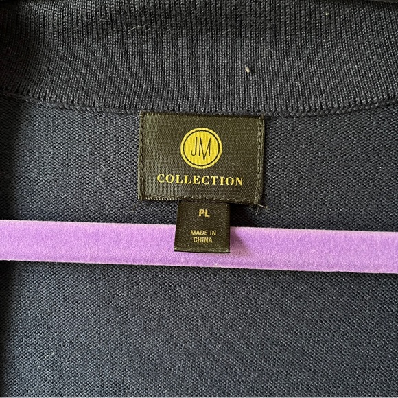 JM Collection Petite L Women's Long Sleeve Navy cardigan Sweater With Pockets - Picture 5 of 5